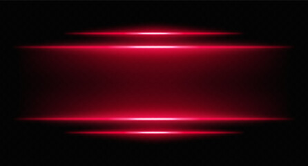 Bright red horizontal neon lights with layered blur and shine. Futuristic glowing bars for sci-fi interfaces, HUD borders, and digital design frames.