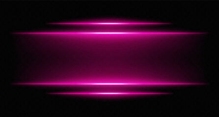 Bright pink horizontal neon lights with layered blur and shine. Futuristic glowing bars for sci-fi interfaces, HUD borders, and digital design frames.