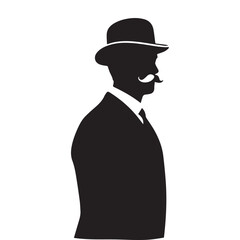 Silhouette of a gentleman with a vintage hat and a mustache.