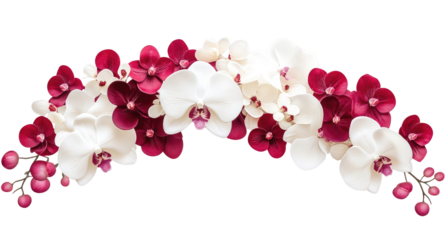 Floral arch of white and red orchids
