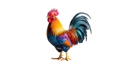 Fototapeta premium Colorful Rooster. Vibrant Plumage And Farm Animal Symbolism Isolated On Transparent Background
