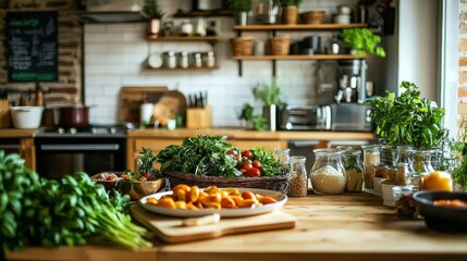 Fototapeta premium Fresh ingredients reflect a commitment to health and culinary passion.