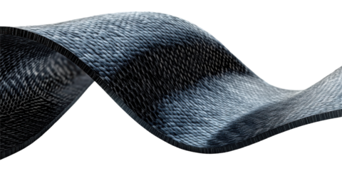 Woven Carbon Fiber Material With Wave Pattern. Advanced Composite For Industrial Applications Isolated On Transparent Background
