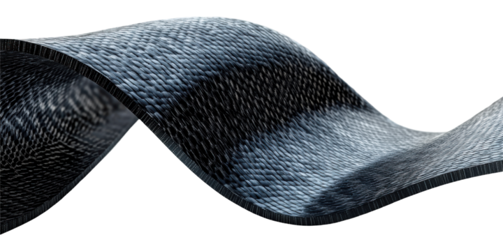 Woven Carbon Fiber Material With Wave Pattern. Advanced Composite For Industrial Applications Isolated On Transparent Background