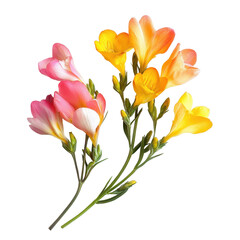 Fototapeta premium Colorful freesia flowers arranged in a bouquet showcasing their beauty and elegance during springtime