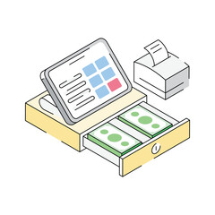 Get your hands on this isometric icon of cash register