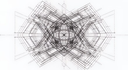 Abstract Architectural Sketch: A Geometric Composition of Lines and Shapes