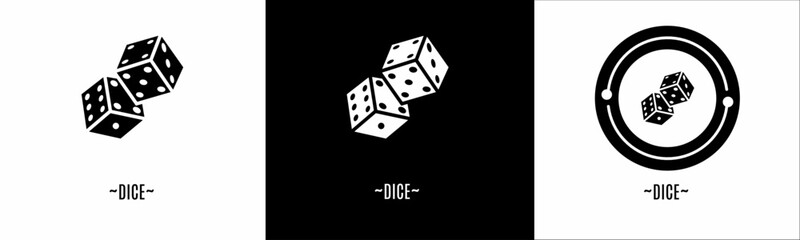 Dice logo set. Collection of black and white logos. Stock vector.