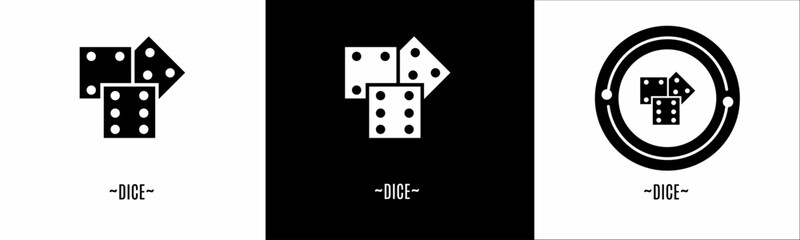 Dice logo set. Collection of black and white logos. Stock vector.