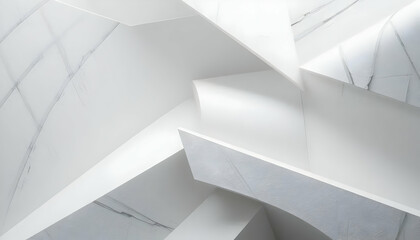 Obraz premium Abstract White Marble Architecture Modern Geometric Design and Textured Surfaces