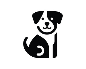 Cute Dog Logo Icon Design for Pet Businesses in Monochrome