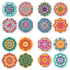 Collection of vibrant, decorative circular patterns.