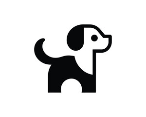 Modern Clean Dog Logo Icon for Pet Services Branding in Black and White