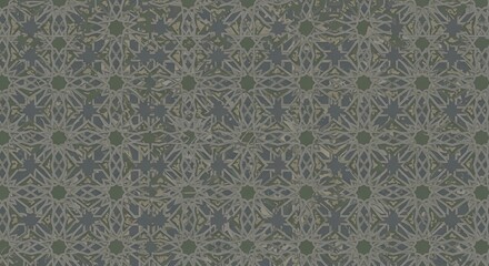 Elegant Geometric Textile Design in Muted Greens and Greys