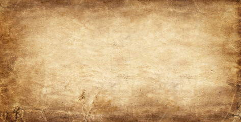 Old vintage wide background paper, rough texture for design paper background. Brown color wallpaper. Ancient paper of the 18th century.