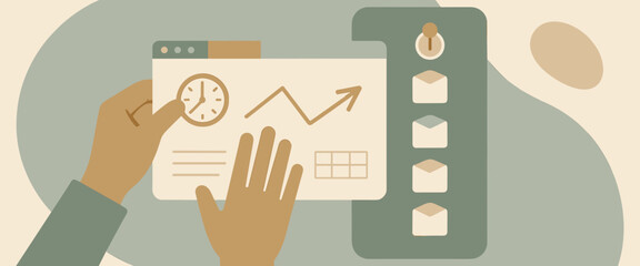 hands on laptop with data analysis tools