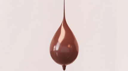 A single drop of rich, melted chocolate stands out prominently on a clean white background, showcasing a visually appealing and simple composition created through Generative Ai. 