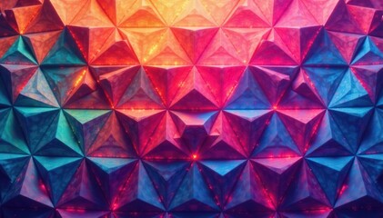 Intricate tessellation of repeating triangles, vibrant hues, graphic design, surface, illustration