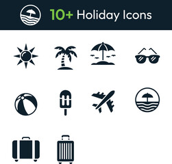 Obraz premium Minimalist Holiday and Travel Icons – White Vector Symbols on Dark Background for Vacation Design
