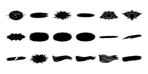 Fototapeta premium Abstract Grime Borders and Textured Design Elements - Grungy Ink Brush Frame Set