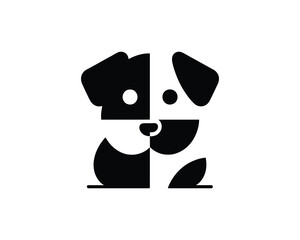 Minimal Dog Head Logo with Bold Black and White Design