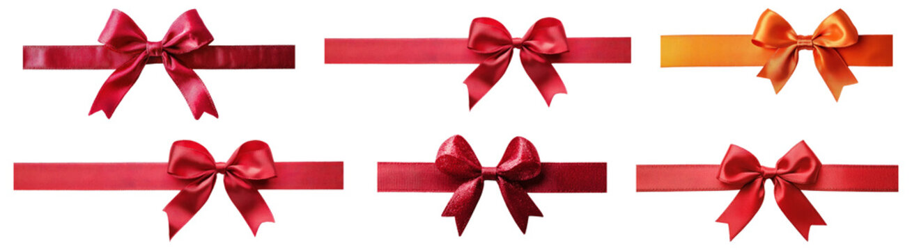 PNG Elegant decorative ribbon bows, element set on transparent background