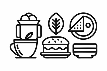 Sandwich and Cup of Coffee Line Art Icon