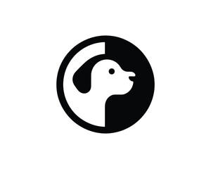 Clean Black and White Dog Head Logo for Professional Use