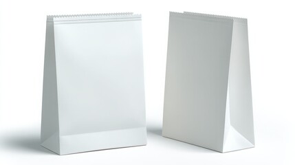 Two blank white paper bags mockup template for branding and packaging