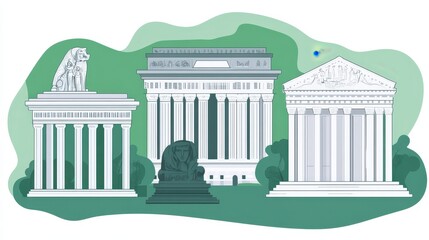 Obraz premium Architectural heritage icon collection vector graphic minimal design historical places of interest building illustration art