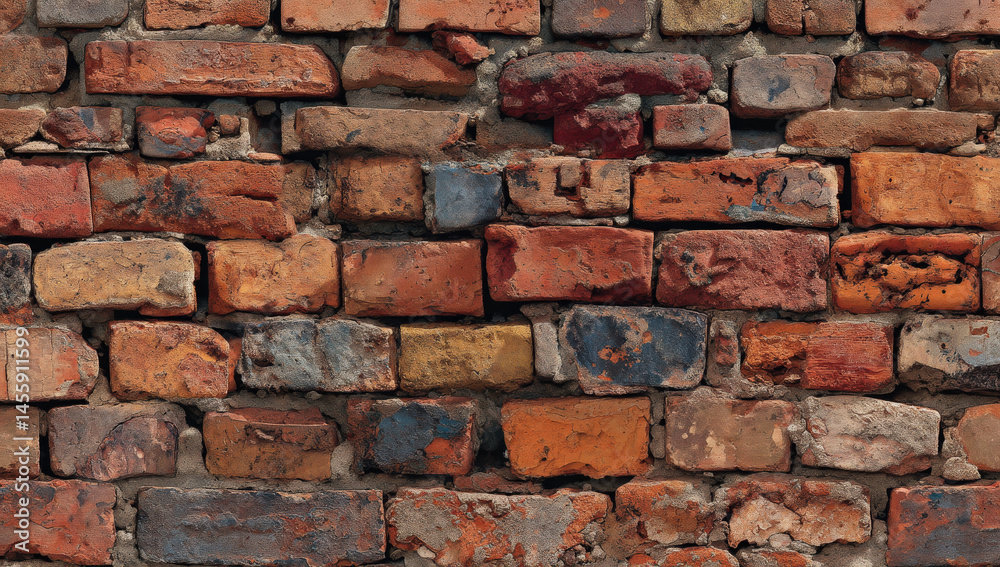 Leinwandbilder a detailed image of an aged brick wall showcasing various shades of red brown and gray bricks with v
