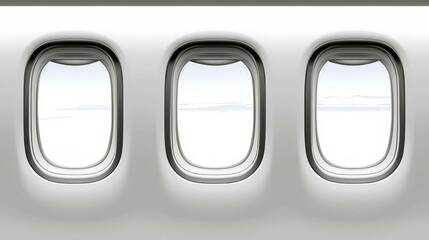 Three Airplane Windows View of Sky, Aviation , Flight