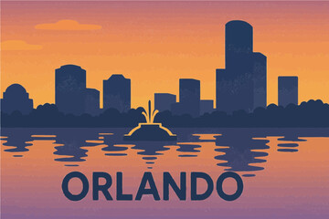 Orlando Fountain at Dusk