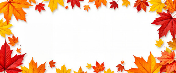 Autumn leaves frame on white background for seasonal decor  