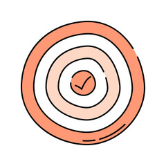 Check Target Doodle style, bullseye with check mark, best for goal achievement or objective tracking visuals.