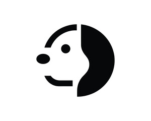 Dog Head Icon in Minimal Black and White Colors