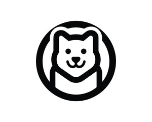 Dog Head Modern Logo with Flat Minimalist Style