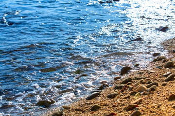 Sea stones, ocean, wave, beach coast