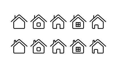 Minimalist Home Icons Set &ndash; Outline Style, Perfect for use in web design, mobile apps, UI/UX projects, real estate presentations, and construction-related content. house icons set