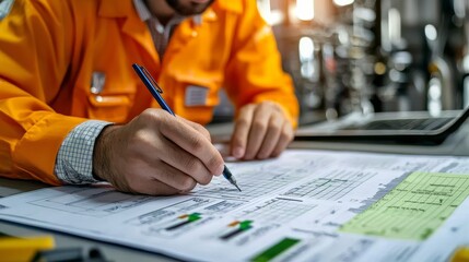 Physical carbon footprint assessment being documented by an expert. 