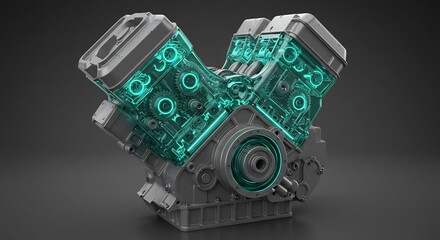 Engine Model Showing Internal Gears and Mechanical Design