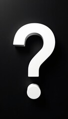 A solitary white question mark against a black backdrop , symbol, illustration, abstract