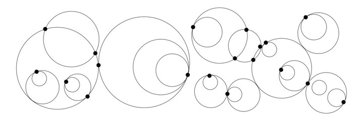 Abstract background with intersecting rings, circles and dots. Connection circles background. Minimal abstract&nbsp;background.