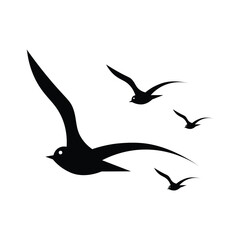 Flying Bird Silhouette Vector Art, Icons, and Graphics