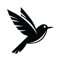 Obraz premium Black Flying Bird Silhouette Isolated on White Background Vector Illustration