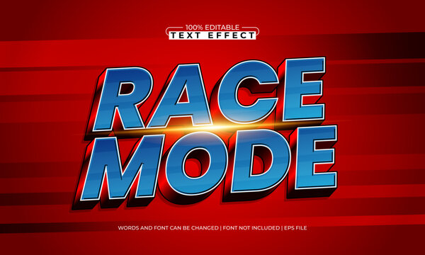 race mode editable text effect with a race and sport text style