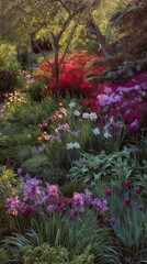 Lush Flower Garden in soft sunlight