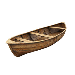 Wooden boat resting on a calm surface, showcasing rustic design and craftsmanship