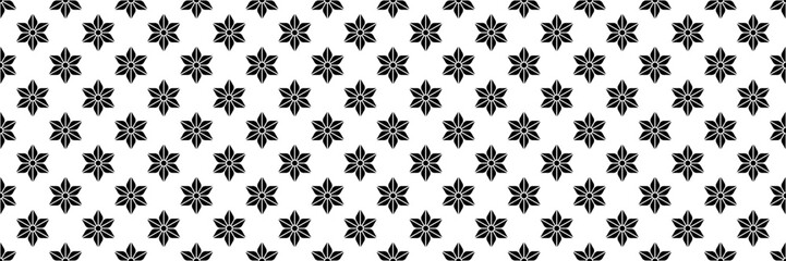 horizontal seamless black beautiful flower for pattern and background.