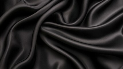 Fototapeta premium A close-up image of a black satin fabric with a smooth, flowing texture.